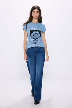 Springfield Playera gráfica étnica azul indigo