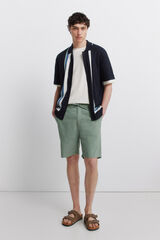Springfield Bermudas de lino comfort slim fit verde