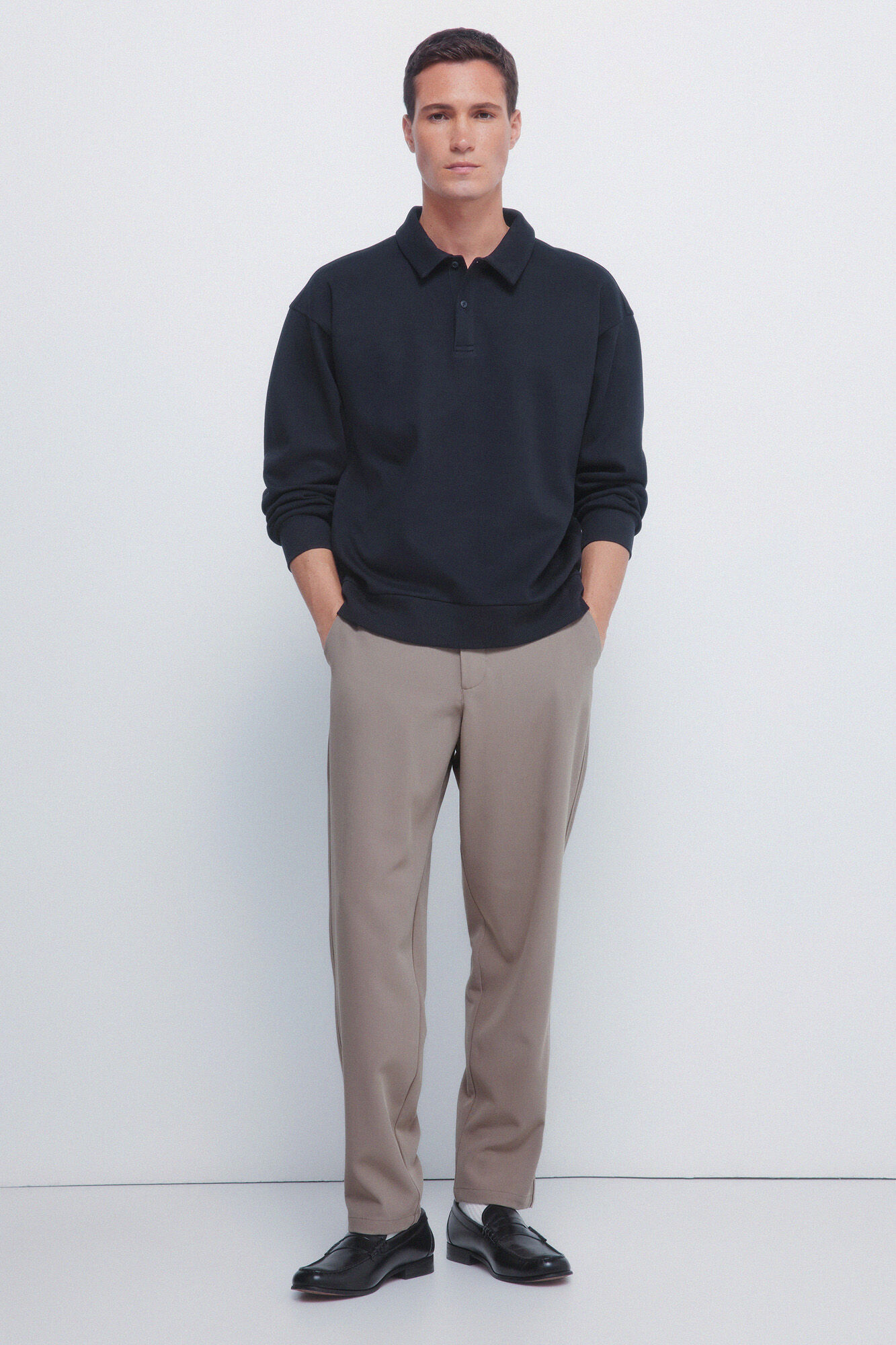 Springfield Polo piqu&eacute; manga larga interlock boxy fit marino