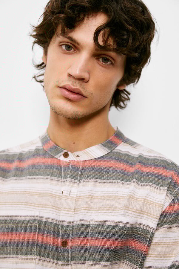 Springfield Camisa rayas horizontales beige