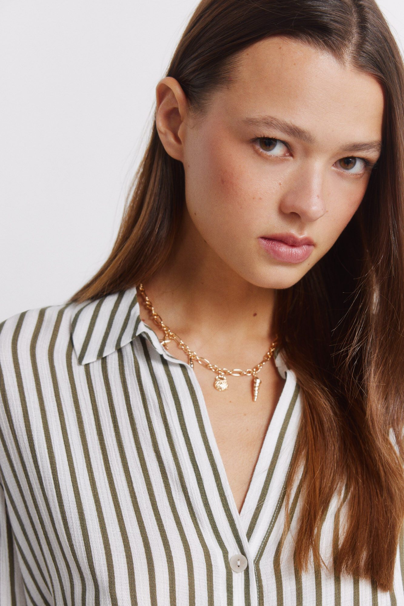 Springfield Camisa de manga larga a rayas khaki