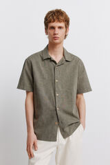 Springfield Camisa bowling de manga corta tipo lino kaki