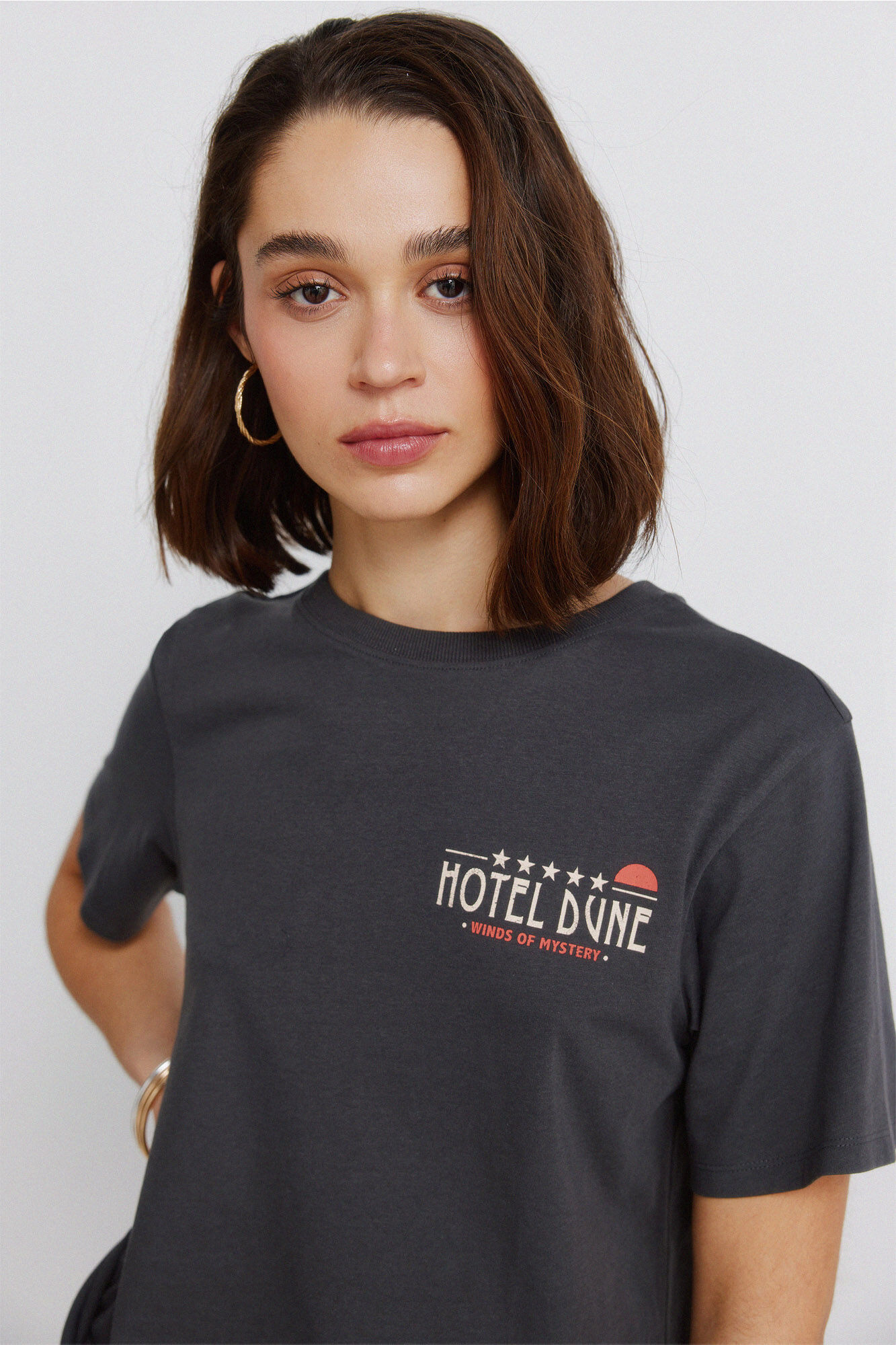 Springfield Playera manga corta estampado gris