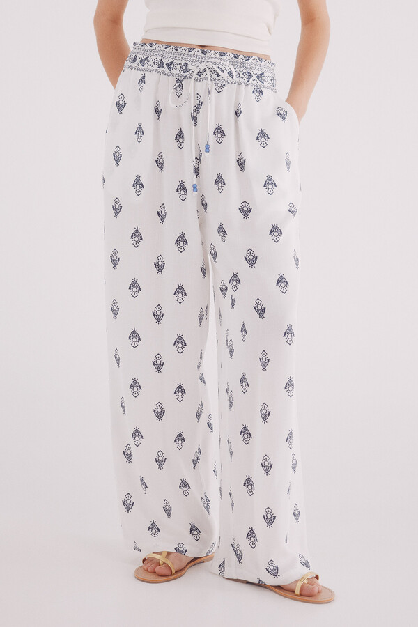 Springfield Pantalón fluido estampado estampado