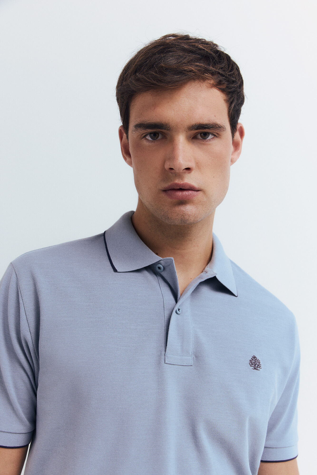 Springfield Polo de piqu&eacute; elegante con cuello de corte regular azul