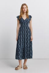 Springfield Vestido midi estampado cenefa azul