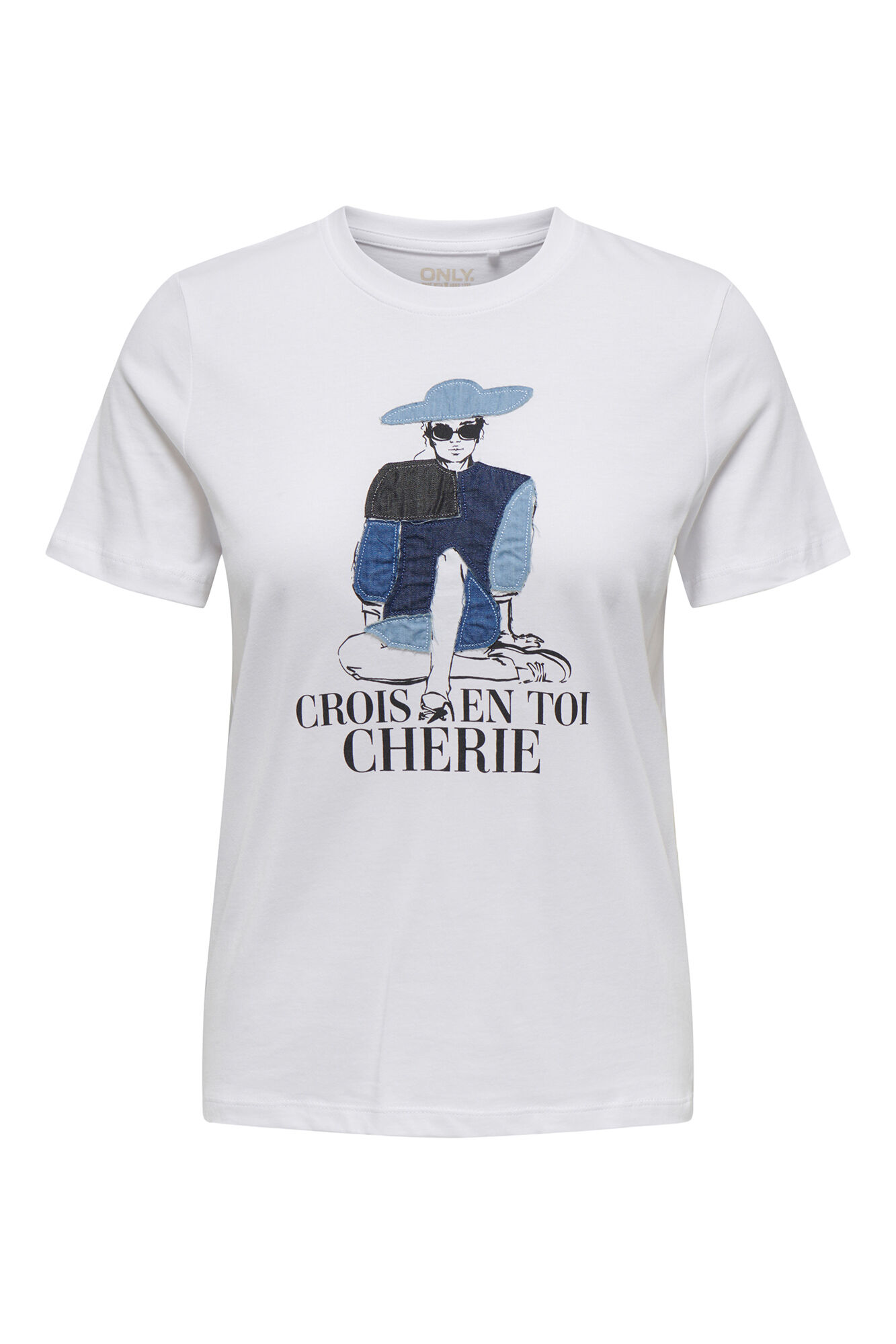 Only Playera estampada manga corta marfil