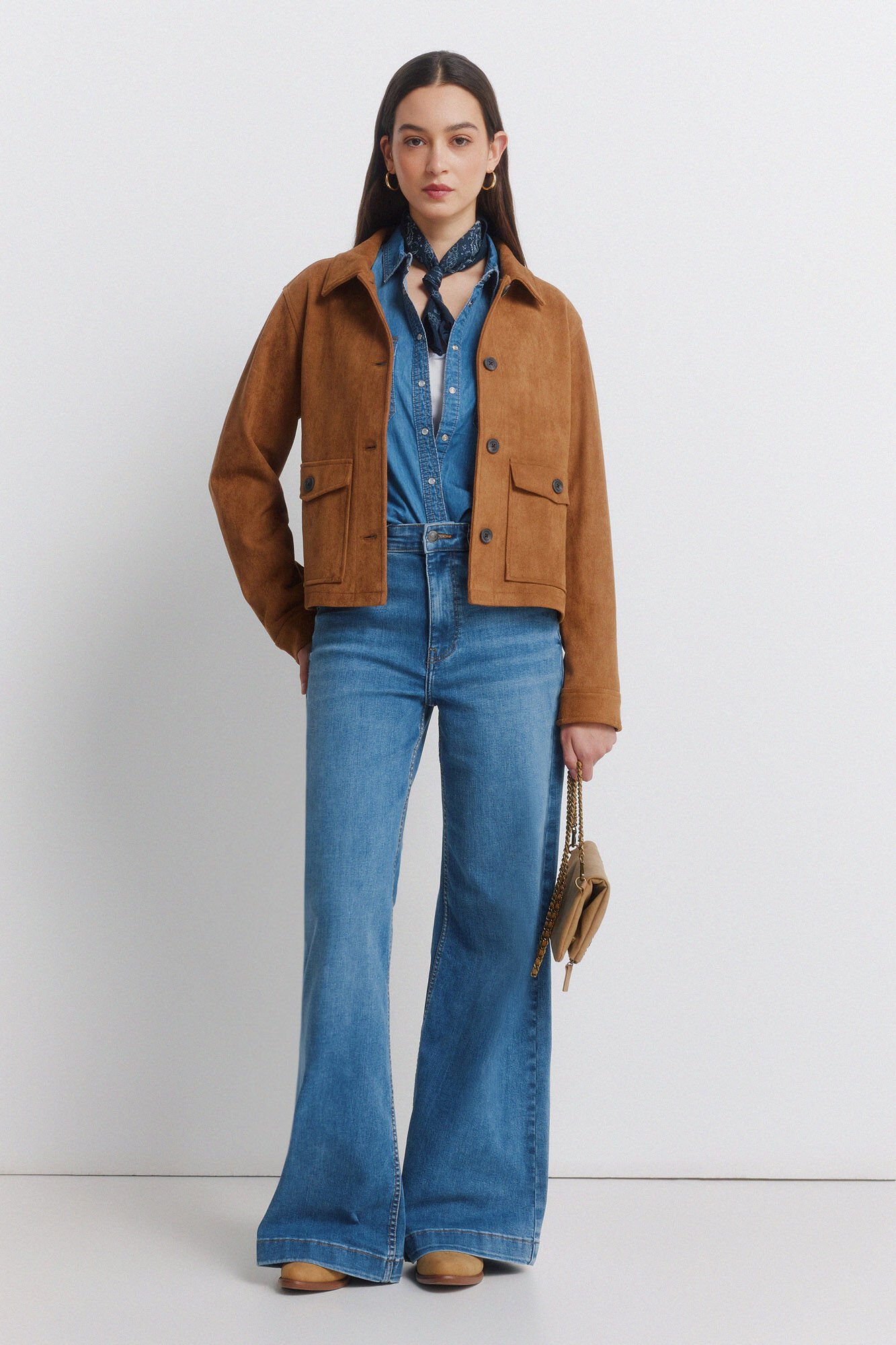 Springfield Chamarra de ante con bolsillos nude