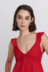 Springfield Playera de tirantes con volantes rojo