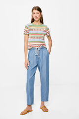 Springfield Pantal&oacute;n Tencel Cintur&oacute;n azul