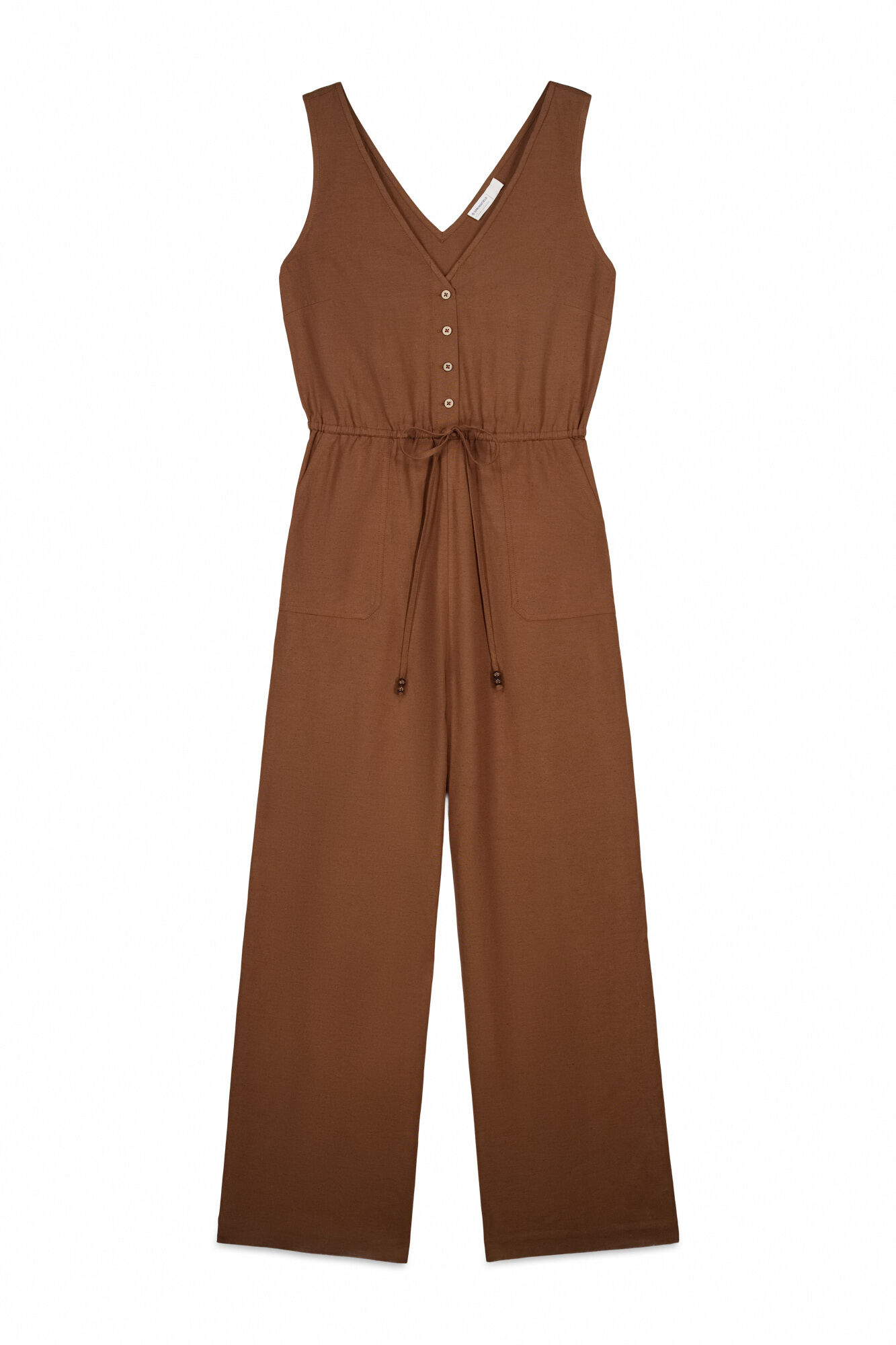 Springfield Jumpsuit sin mangas estampado de lino caf&eacute;
