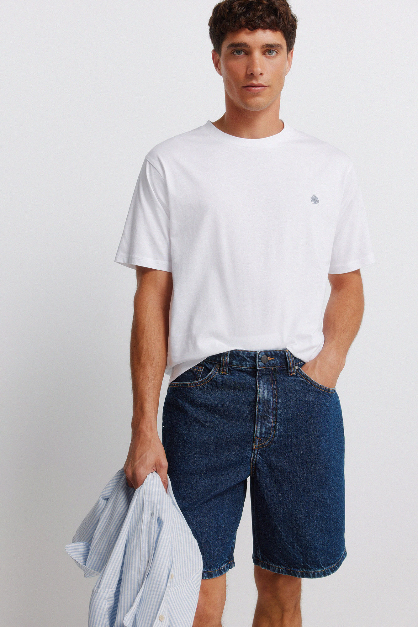 Springfield Bermuda de mezclilla straight fit azul