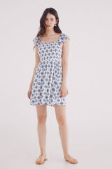 Springfield Vestido corto smock estampado geométrico azul