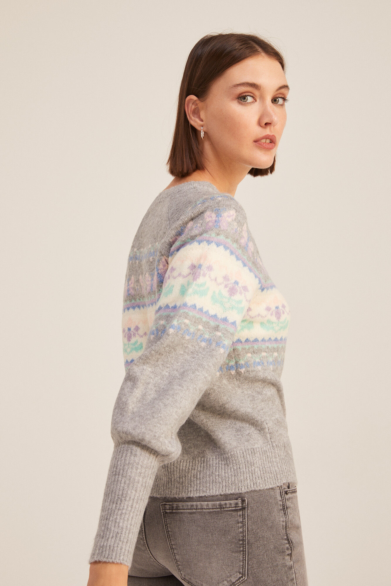 Springfield Su&eacute;ter Jacquard Mariposas gris