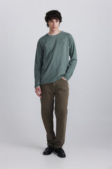 Springfield Playera manga larga doble cuello melange verde