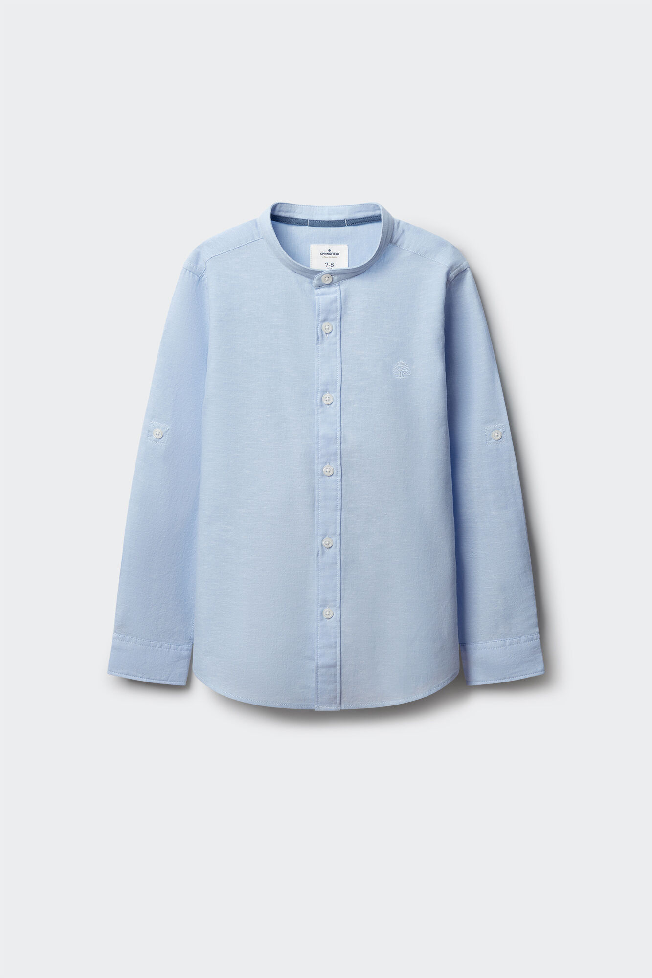 Springfield Kids Camisa de lino cuello mao para ni&ntilde;o azul