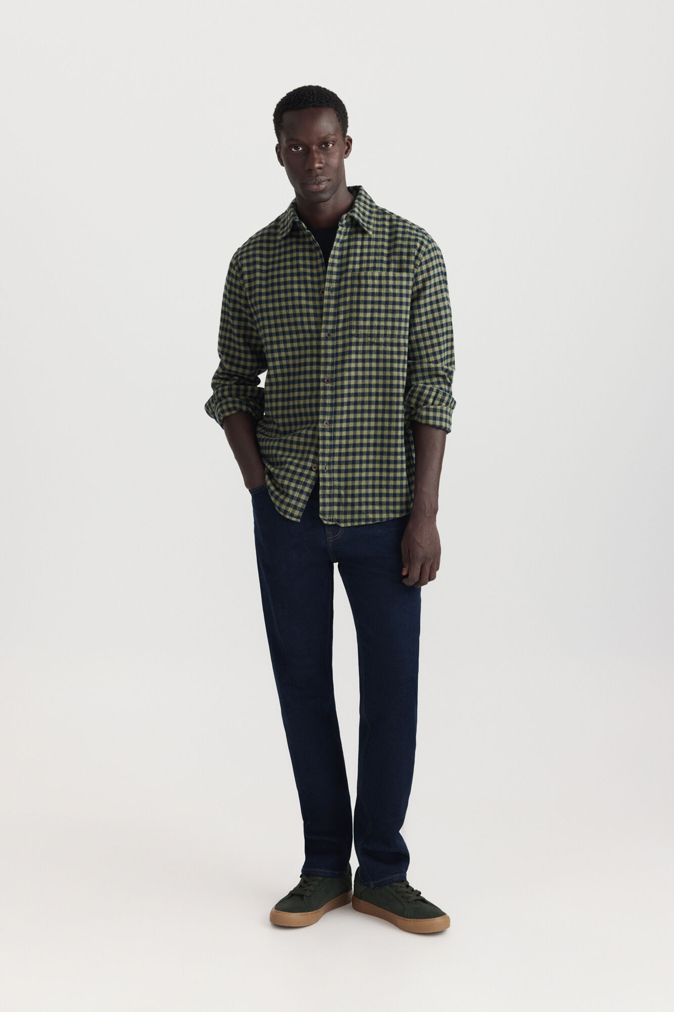 Springfield Camisa de franela estampado vichy verde
