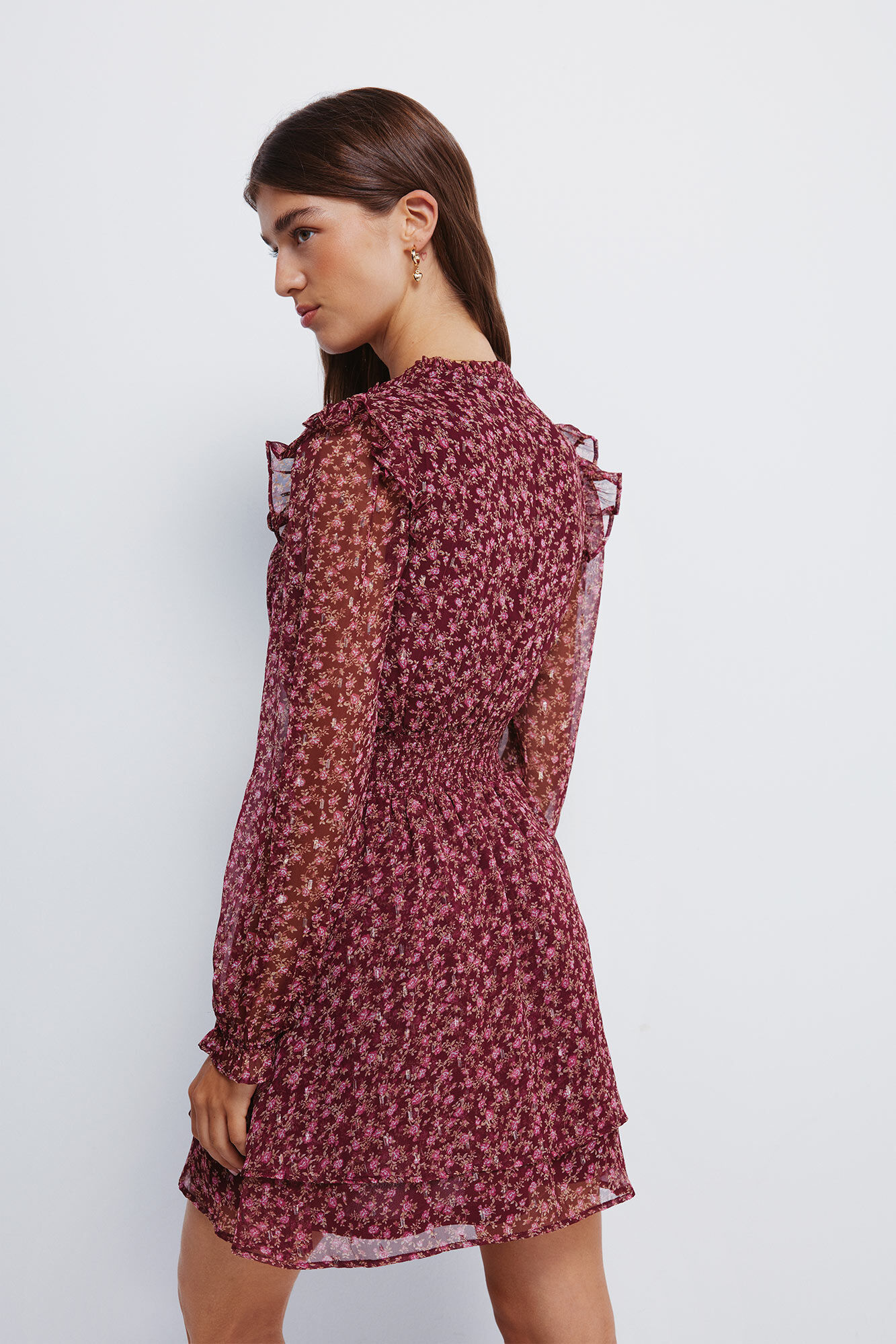 Springfield Vestido corto short con falda de doble capa naranja