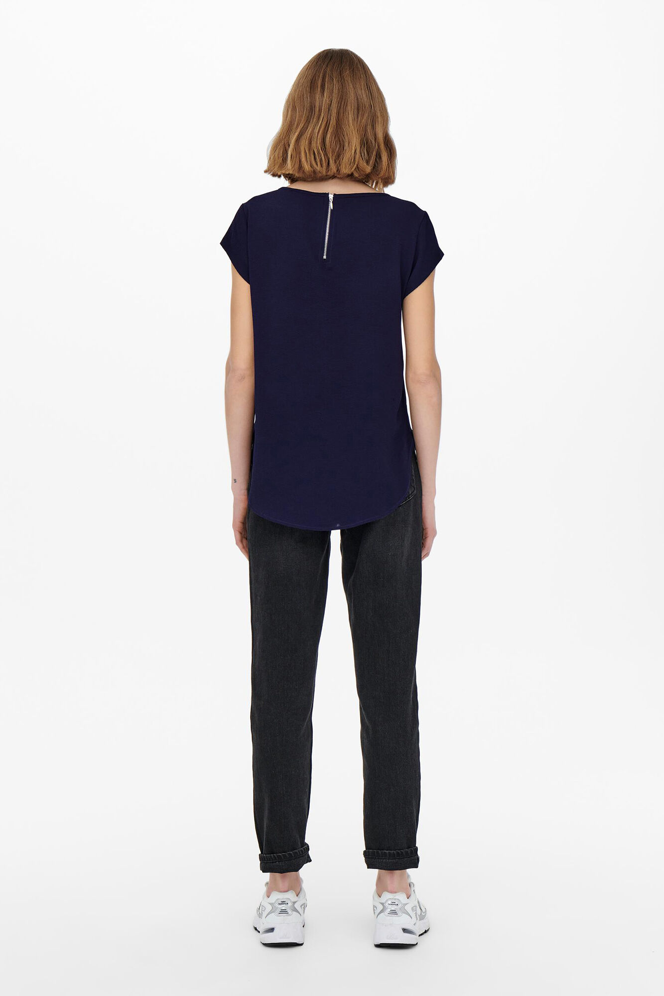 Only Playera lisa fluida azulado