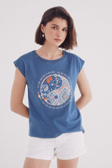 Springfield Playera gráfica lace cuello gris