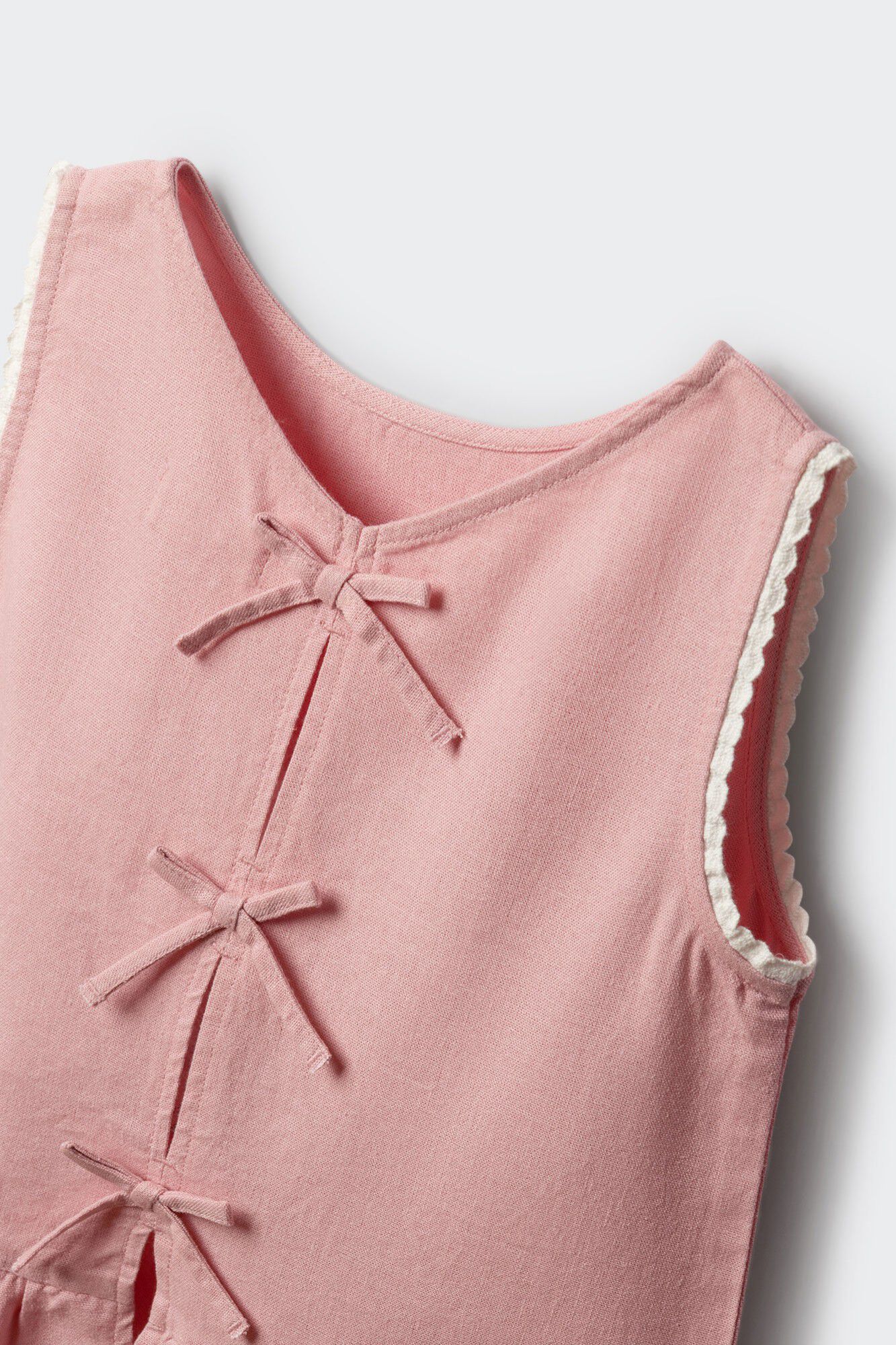 Springfield Kids Top de lino con lazos para ni&ntilde;a rosa