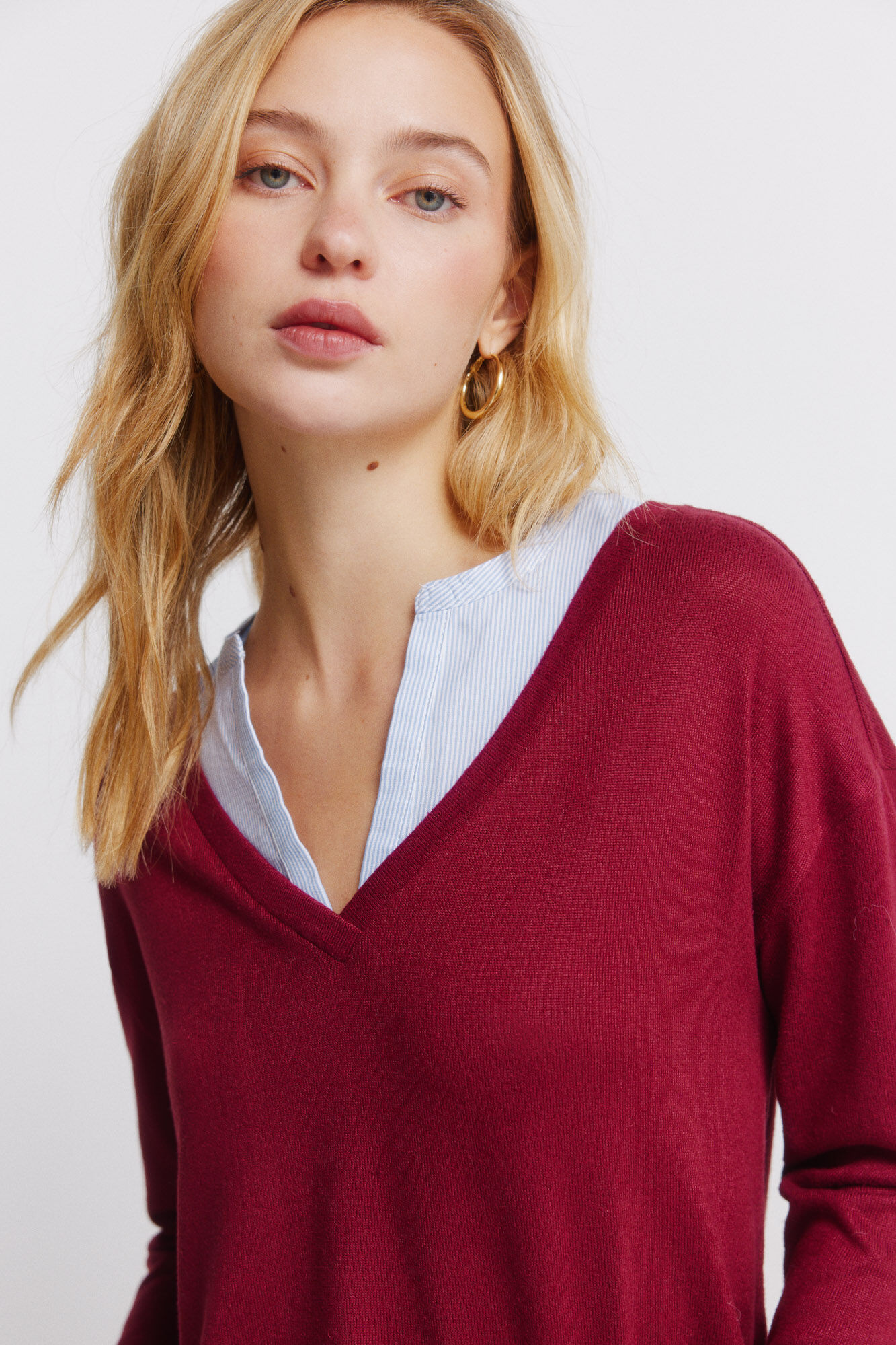 Springfield Playera manga larga escote en pico