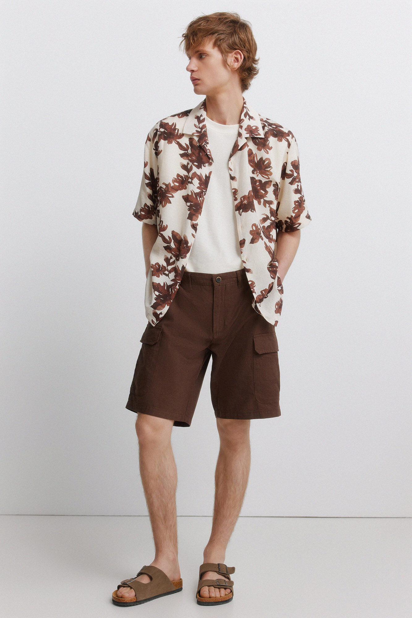 Springfield Camisa de manga corta de viscosa y nylon estampada