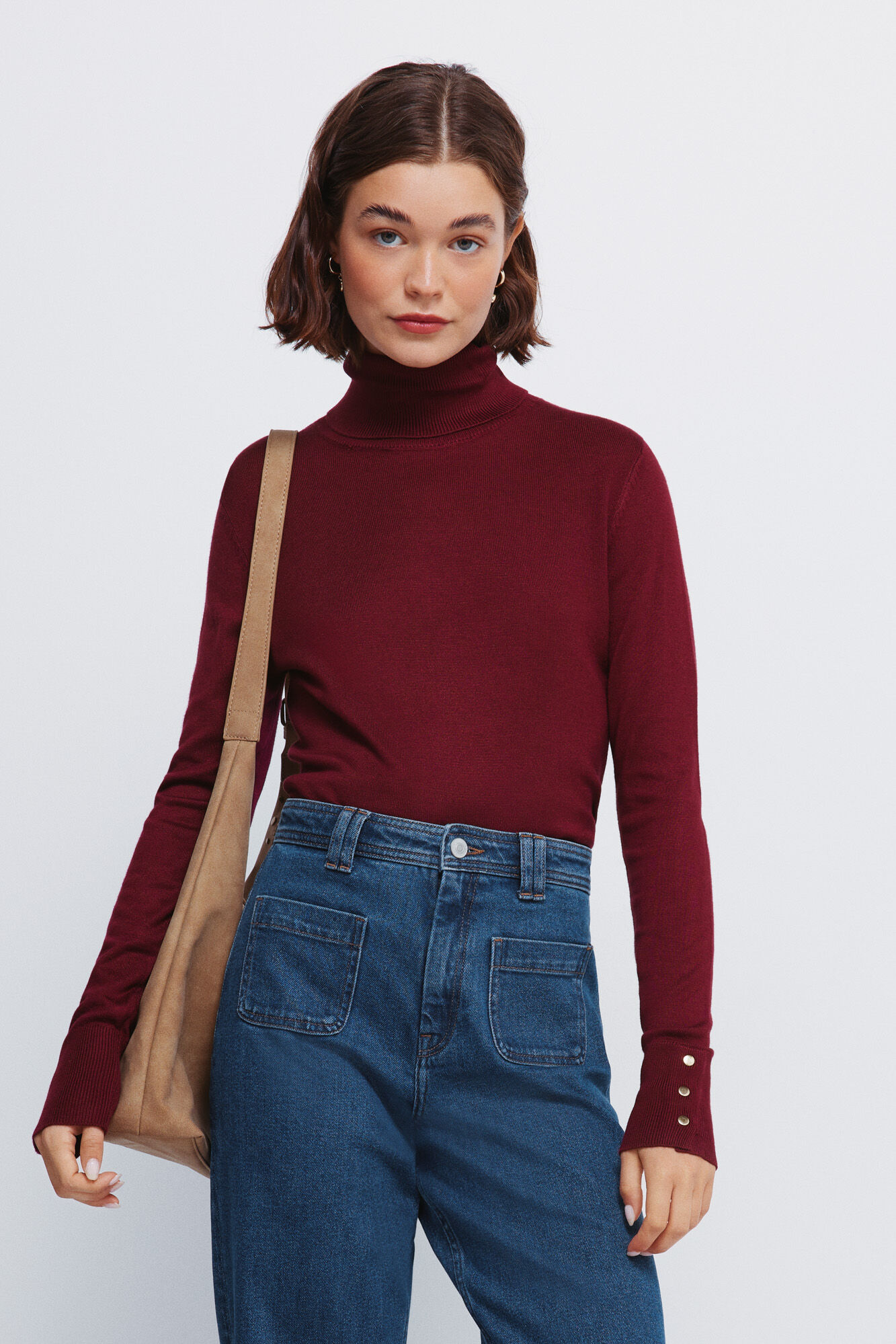 Springfield jersey de cuello alto con botones y pu&ntilde;os