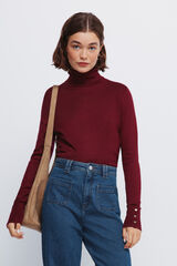 Springfield jersey de cuello alto con botones y puños púrpura