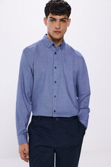 Springfield Camisa vestir bicolor azul