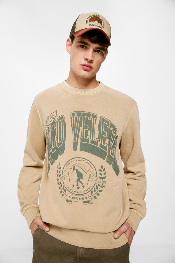 Springfield Sudadera lavada beige