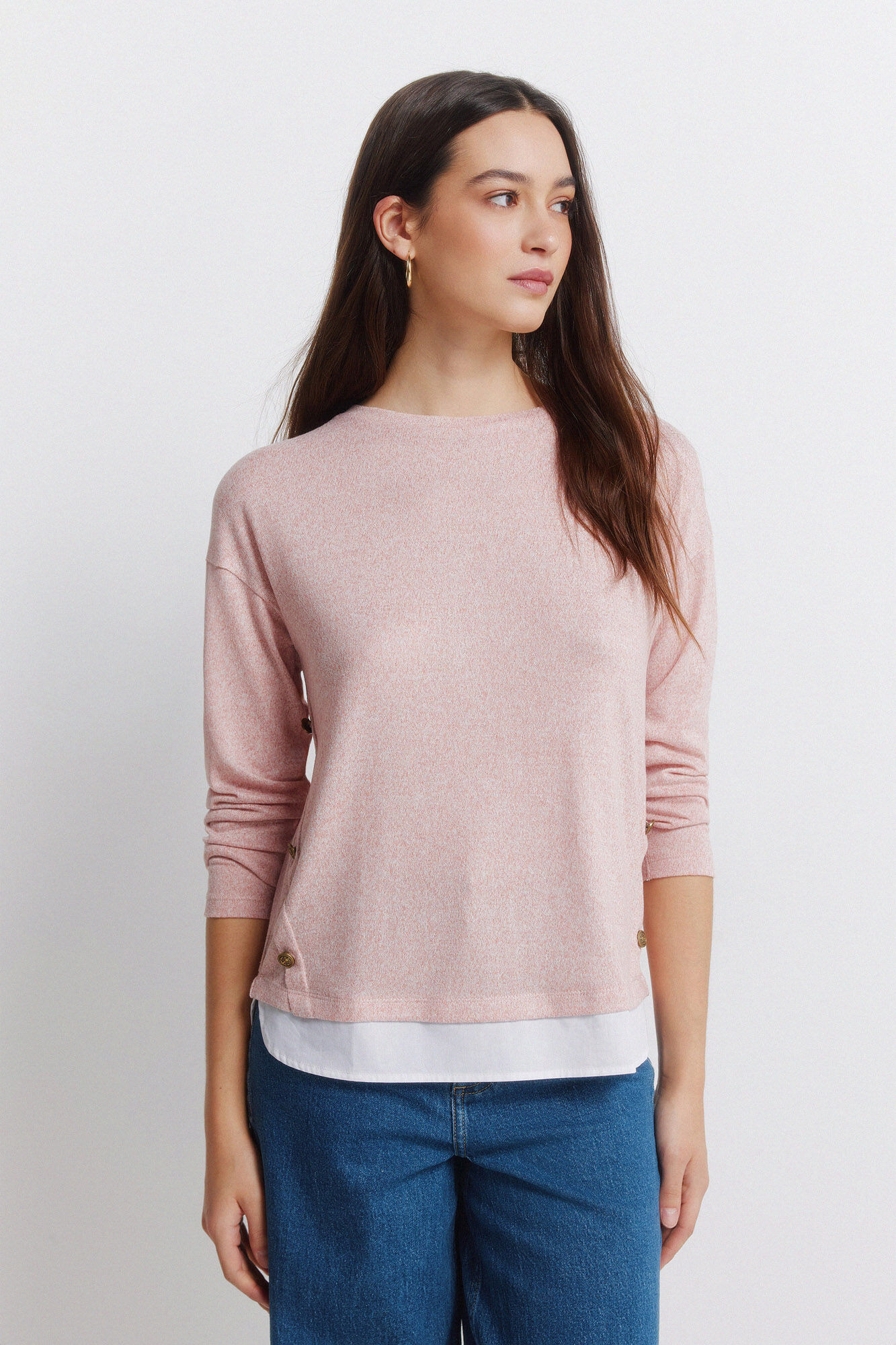 Springfield Playera combinada con botones laterales