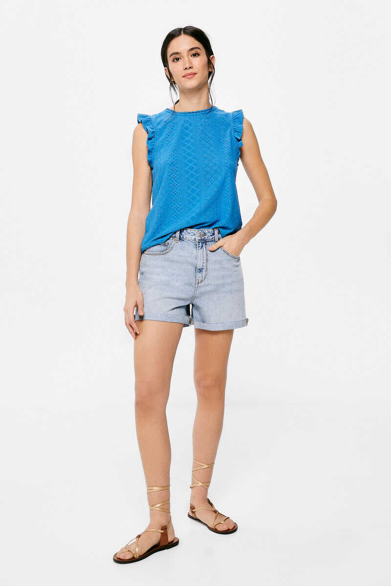 Springfield Blusa Bordado Suizo Circular azul tinta