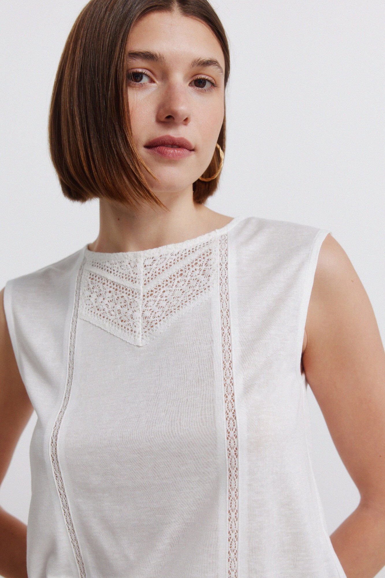 Springfield Playera sin mangas crochet