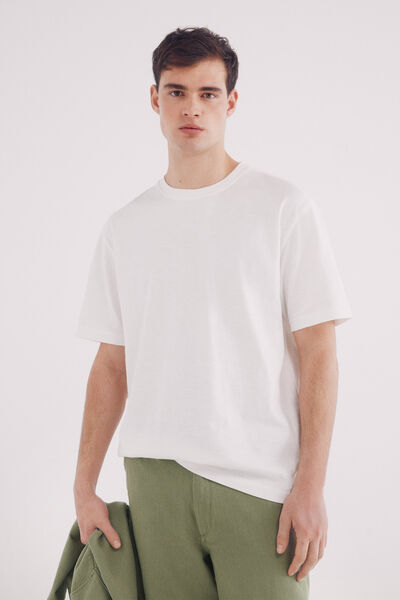 Springfield Playera algodón slub marfil