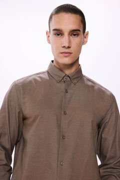 Springfield Camisa dobby bicolor café