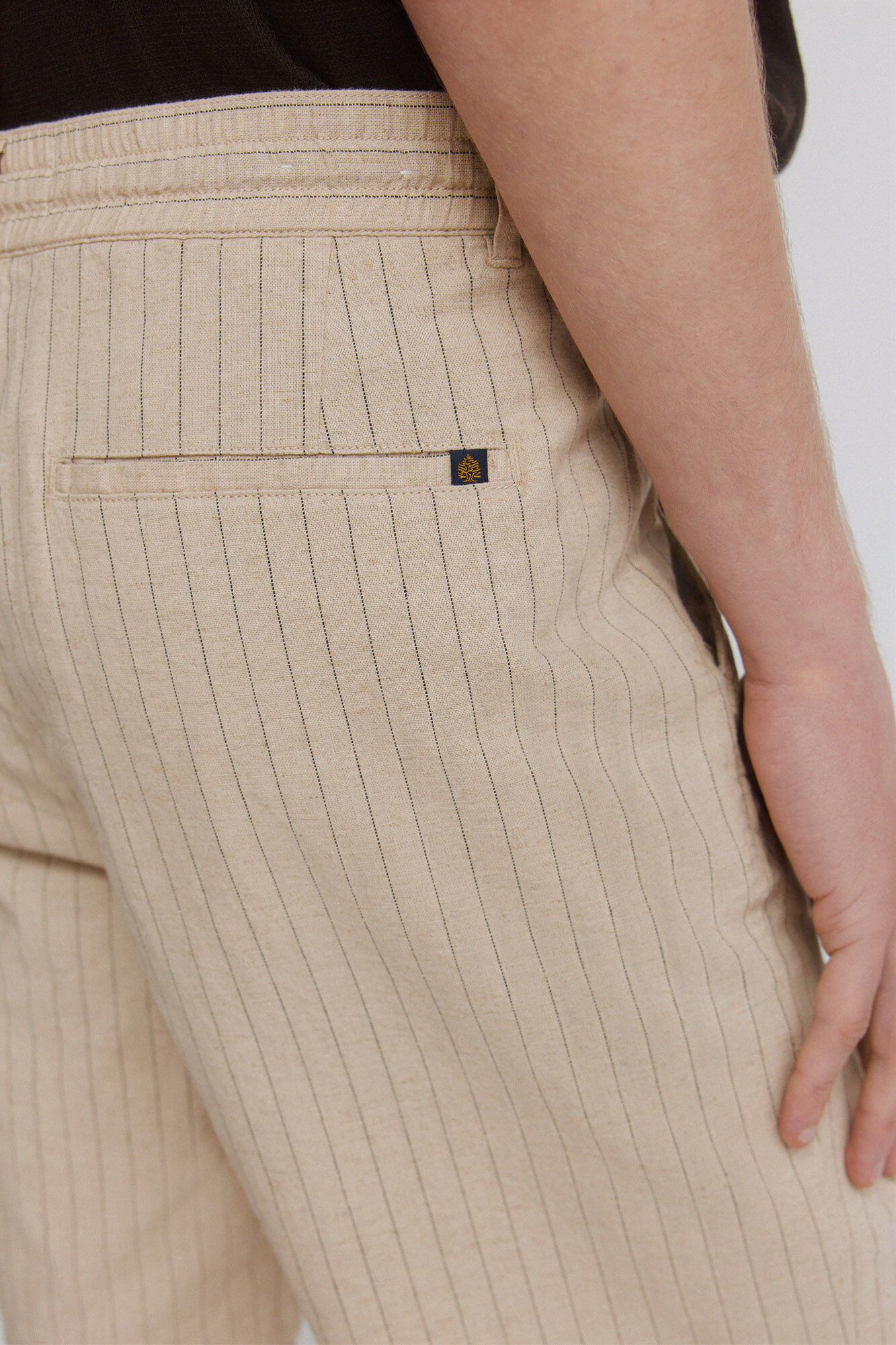 Springfield Bermudas de lino a rayas slim fit beige