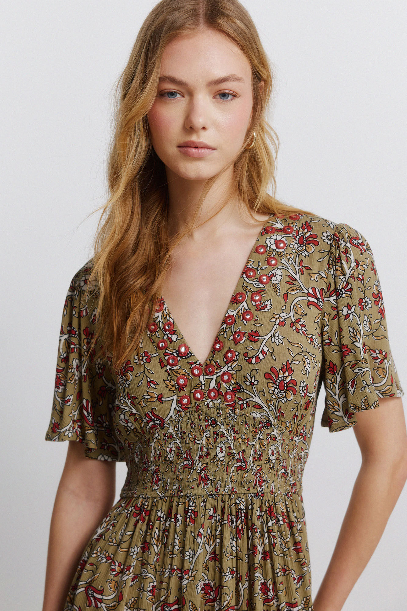 Springfield Vestido con escote de espejitos