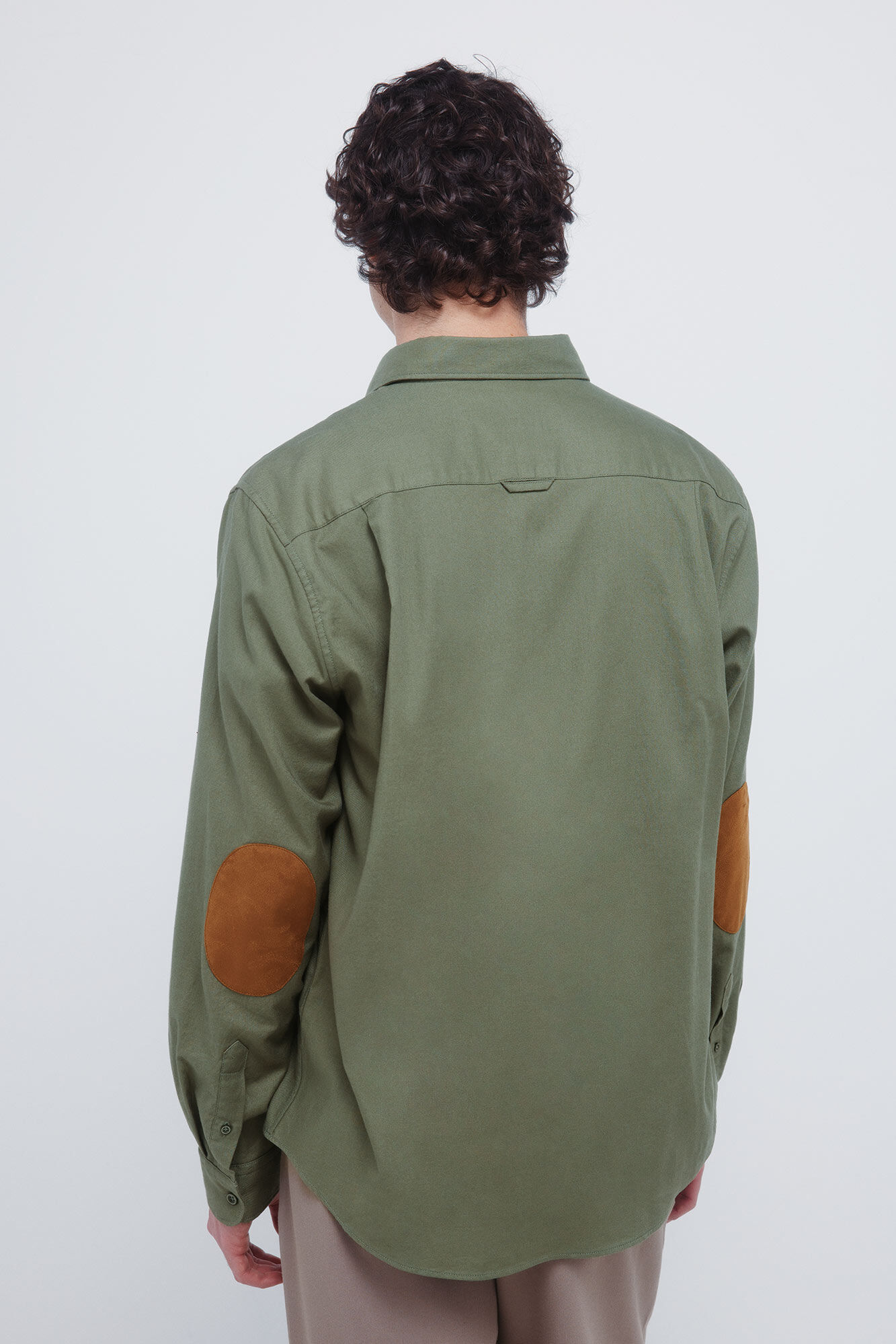 Springfield Camisa de franela con coderas kaki