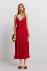 Springfield Vestido midi de tirantes rom&aacute;ntico rojo