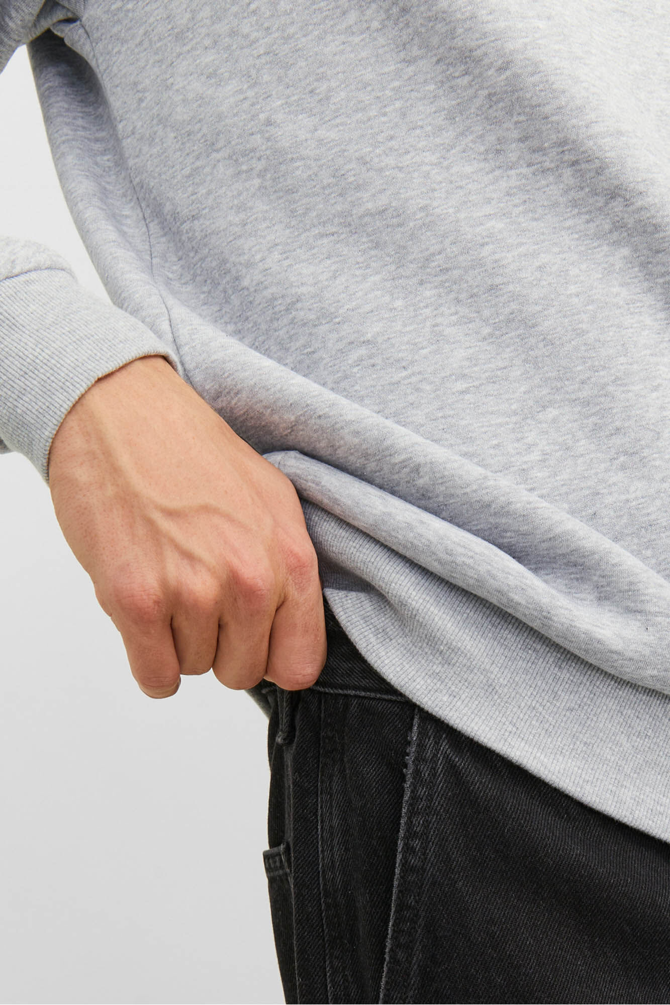 Jack & Jones Sudadera b&aacute;sica de cuello redondo gris