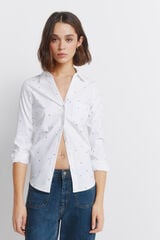 Springfield Camisa de algod&oacute;n Oxford con escote en PICO azul indigo