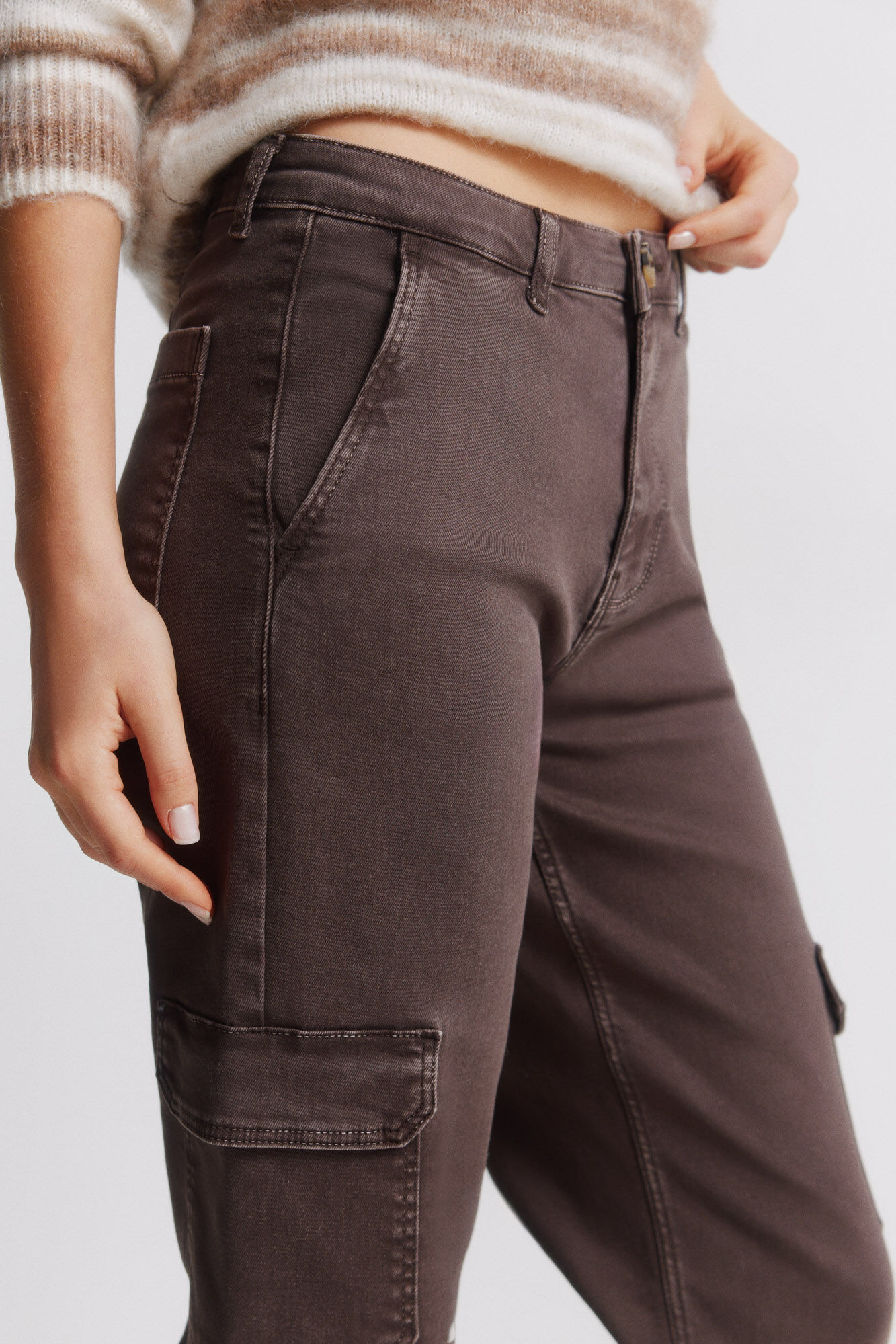 Springfield Pantalones cargo de algod&oacute;n caf&eacute;