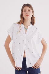 Springfield Blusa oxford cuello mao ligera natural