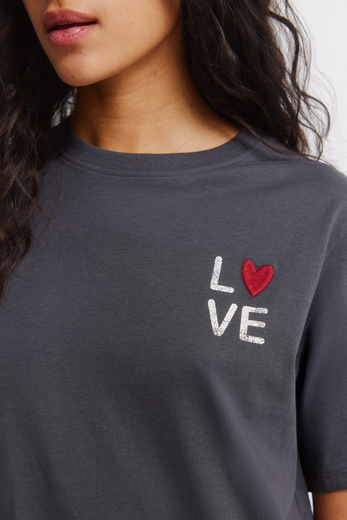 Springfield Playera manga corta 'Love' gris