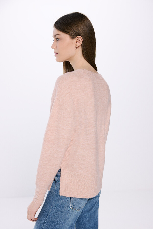 Springfield Suéter dobladillo rayas relieve rosa