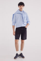 Springfield Bermudas denim negras lavadas regular fit negro