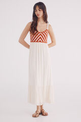 Springfield Vestido midi combinado crochet amarillo