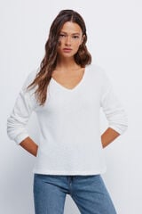 Springfield Playera con escote de encaje blanco