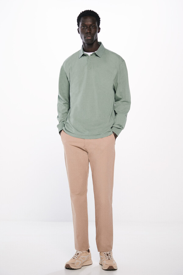 Springfield Polo manga larga lavado regular fit verde